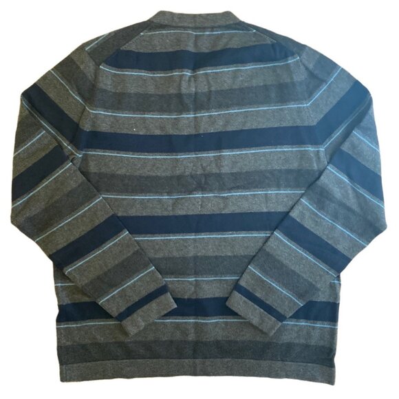 Chatham Road XL Mens Striped V-Neck Sweater Gray & Black 100% Cotton Made In Chi - Picture 3 of 5